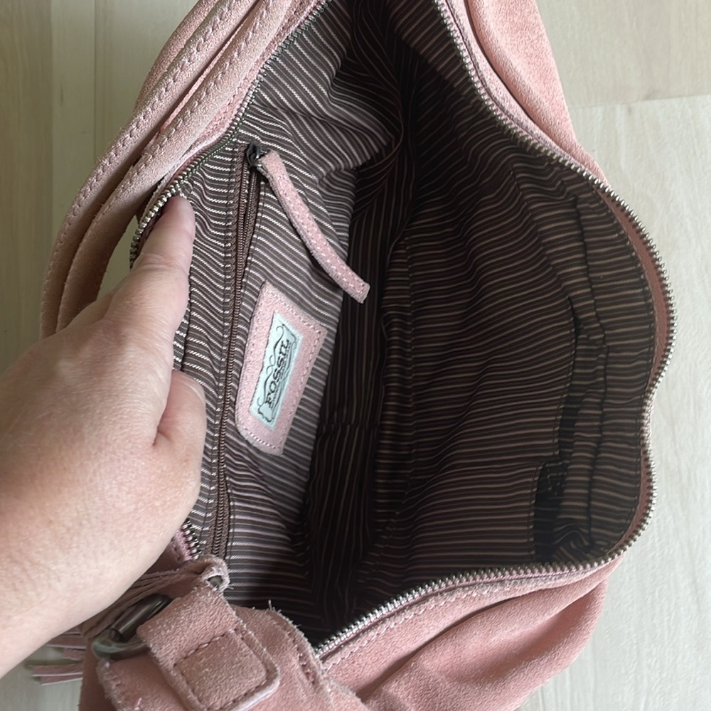 Vintage Fossil Y2k suede hobo bag with tassel - Picture 7 of 13